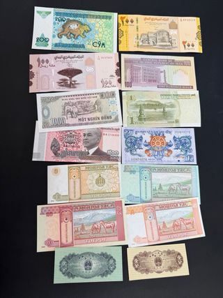 Lote Billetes Asiaticos sin circular