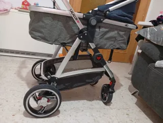 Carrito de bebé LALALUX azul y gris