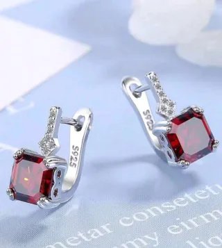 Pendientes Plata 925 con Circonitas Rojas