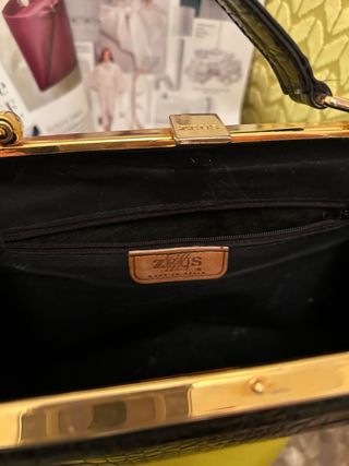 Bolso Vintage Piel Cocodrilo Negro