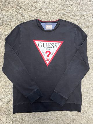 Sudadera Guess Negra Logo Triángulo