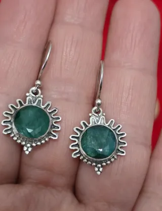 Pendientes Plata con Piedra Verde