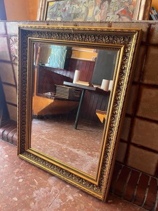 Espejo Marco Madera Antiguo Dorado