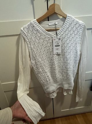 Jersey Zara Blanco Talla L