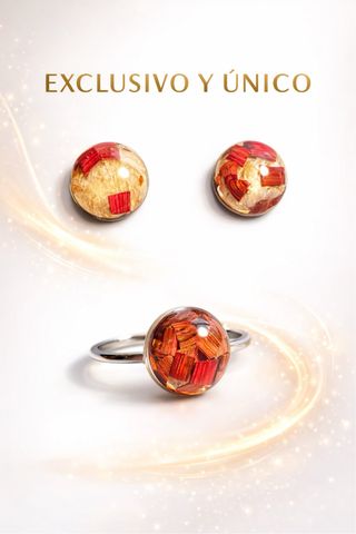 Pendientes y anillo de resina