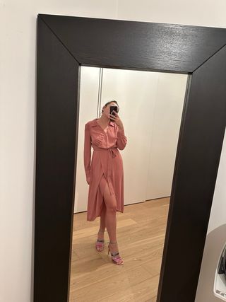 ASOS Abito Rosa Lungo con Cintura