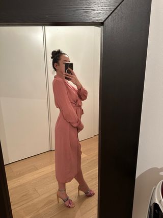 ASOS Abito Rosa Lungo con Cintura