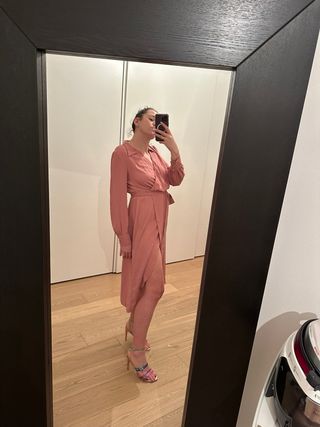 ASOS Abito Rosa Lungo con Cintura