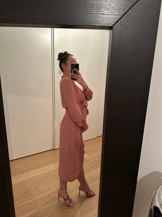 ASOS Abito Rosa Lungo con Cintura
