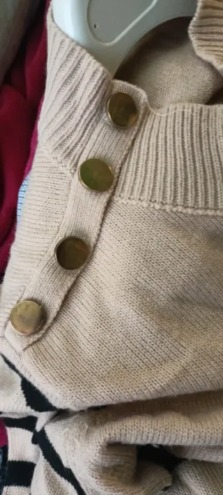 Jersey rayas mujer beige y negro