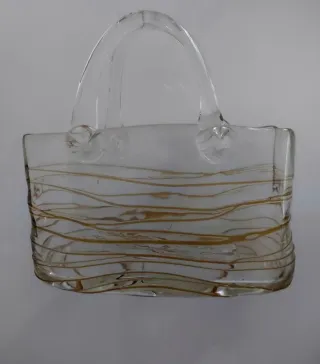 Vaso cristallo borsa fiori rosa trasparente