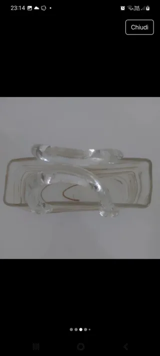 Vaso cristallo borsa fiori rosa trasparente