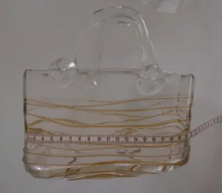 Vaso cristallo borsa fiori rosa trasparente