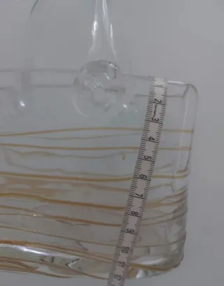 Vaso cristallo borsa fiori rosa trasparente