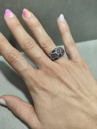 Anillo Plata y Circonitas Moradas