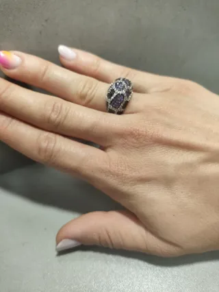 Anillo Plata y Circonitas Moradas