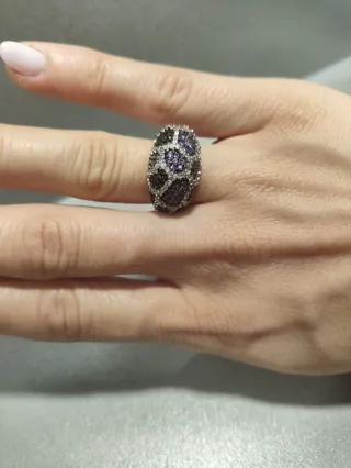 Anillo Plata y Circonitas Moradas