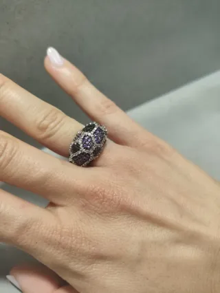 Anillo Plata y Circonitas Moradas