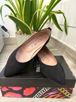 ESTRODONNA Ballerine Donna Nero Pelle