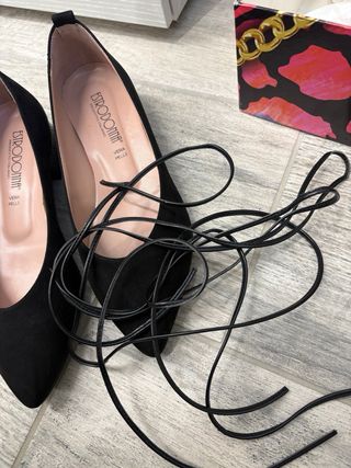 ESTRODONNA Ballerine Donna Nero Pelle