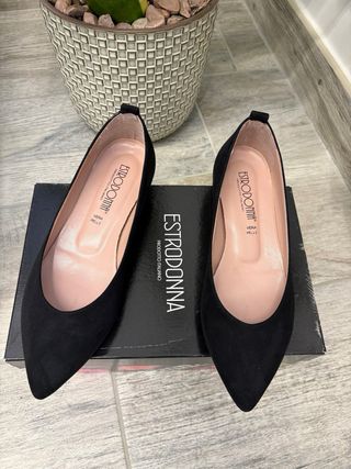 ESTRODONNA Ballerine Donna Nero Pelle