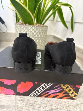 ESTRODONNA Ballerine Donna Nero Pelle