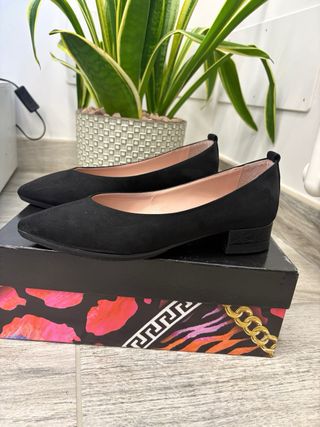 ESTRODONNA Ballerine Donna Nero Pelle