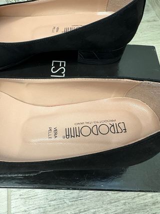 ESTRODONNA Ballerine Donna Nero Pelle