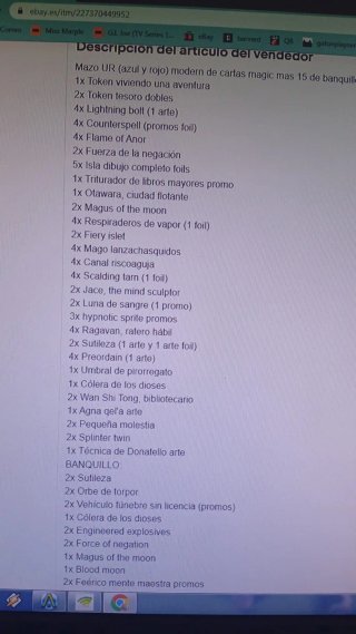 Mazo Magic the Gathering UR Modern Azul y Rojo