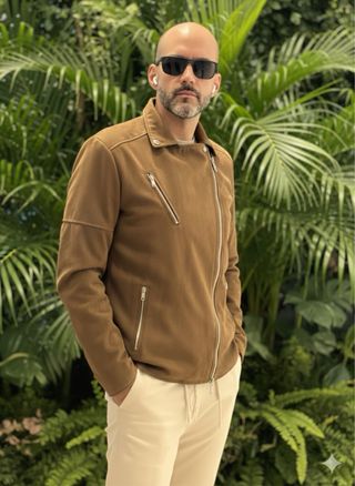 Chaqueta cruzada marrón Pull&Bear talla L