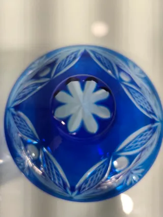 Azucarera/Bombonera Cristal Tallado Azul, Vintage