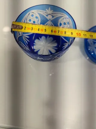 Azucarera/Bombonera Cristal Tallado Azul, Vintage