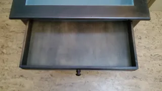 MESA CON CAJÓN SALÓN MADERA PINO WENGUE 83 x 83