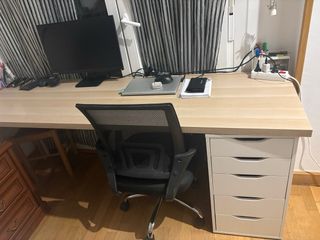 Scrivania doppia con cassettiera