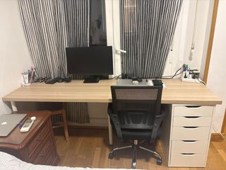 Scrivania doppia con cassettiera