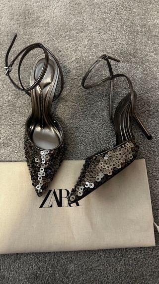 Zapatos Zara Tacon Lentejuelas