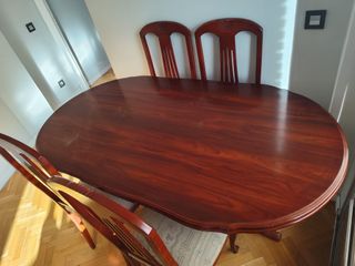 Mesa comedor extensible + 4 sillas madera