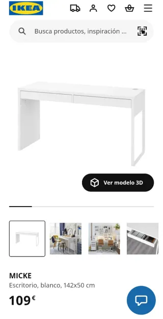 Escritorio tocador Micke y 3 sillas estilo nórdico