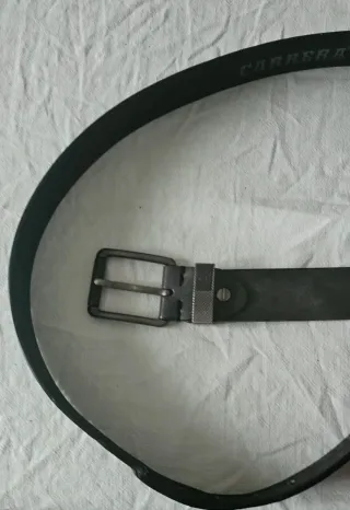 Cintura Carrera Pelle Nera Fibbia Argento