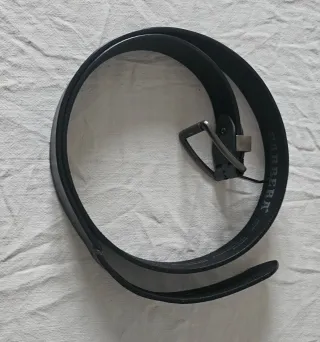 Cintura Carrera Pelle Nera Fibbia Argento