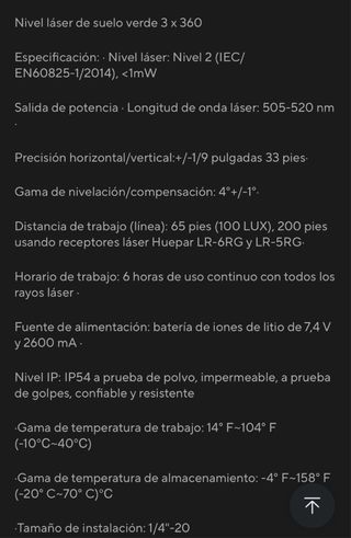 Nivel Láser Verde 8 Líneas