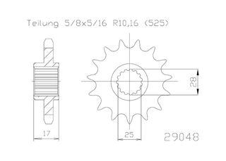 Kit de transmisión de cadena 525ZVMX (15 CF8A