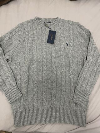 Jersey Polo Ralph Lauren gris trenzado