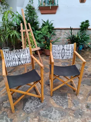 2 Sillas Director Madera y Tela
