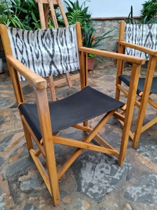 2 Sillas Director Madera y Tela