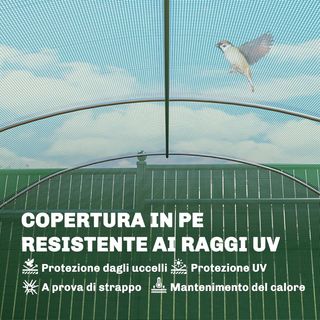 Invernadero de túnel 6X3X2 M con 3 puertas enrollables, 6 ventanitas, estacas y cuerdas, invernadero de jardín para huerto y plantas de acero galvanizado y PE, verde