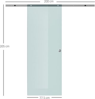 Puerta Corredera de Vidrio Esmerilado con Riel de Aluminio para Baño Cocina Estudio Vidrio 205Cm