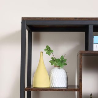 Mueble Librería Estante en Estilo Industrial Con Armario de 2 Puertas, Estante Ahorra Espacio de 8 Estantes para Casa y Oficina, 70X30X180Cm, Marrón