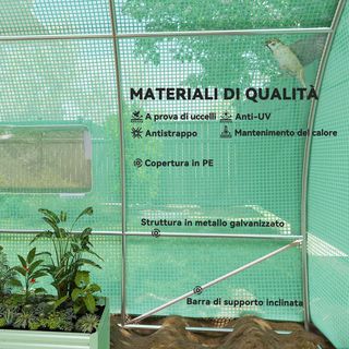 Invernadero para Huerto en Túnel Con Puerta Y 8 Ventanas, Invernadero de Jardín en PE Y Metal Zincado, para Cultivo de Plantas, 600X300X200Cm