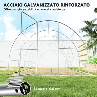 Invernadero para Huerto en Túnel Con Puerta Y 8 Ventanas, Invernadero de Jardín en PE Y Metal Zincado, para Cultivo de Plantas, 600X300X200Cm